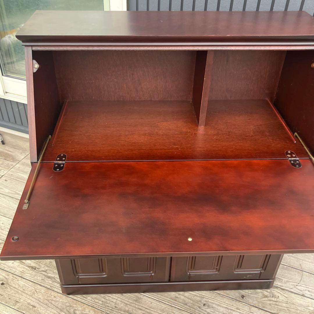 上ヶ嶋木工 旭川家具 英国クラシック 木製ライティングビューロ サイド