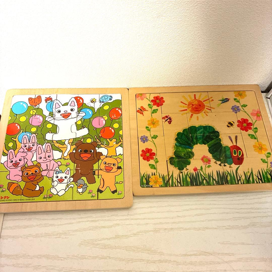 木製ジグソーパズルセット はらぺこあおむし&ノンタン - メルカリ