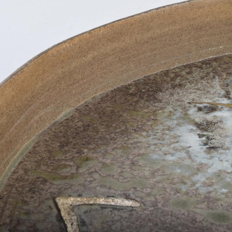 和食器　焼〆　南蛮皿　大皿　在銘　共箱　N　8740A