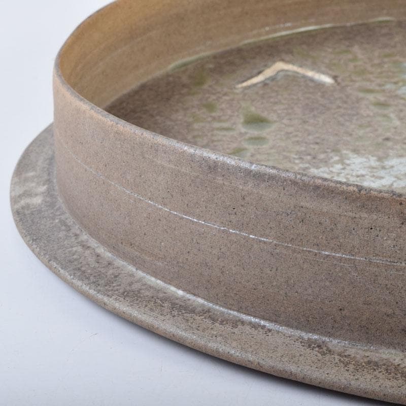 和食器　焼〆　南蛮皿　大皿　在銘　共箱　N　8740A