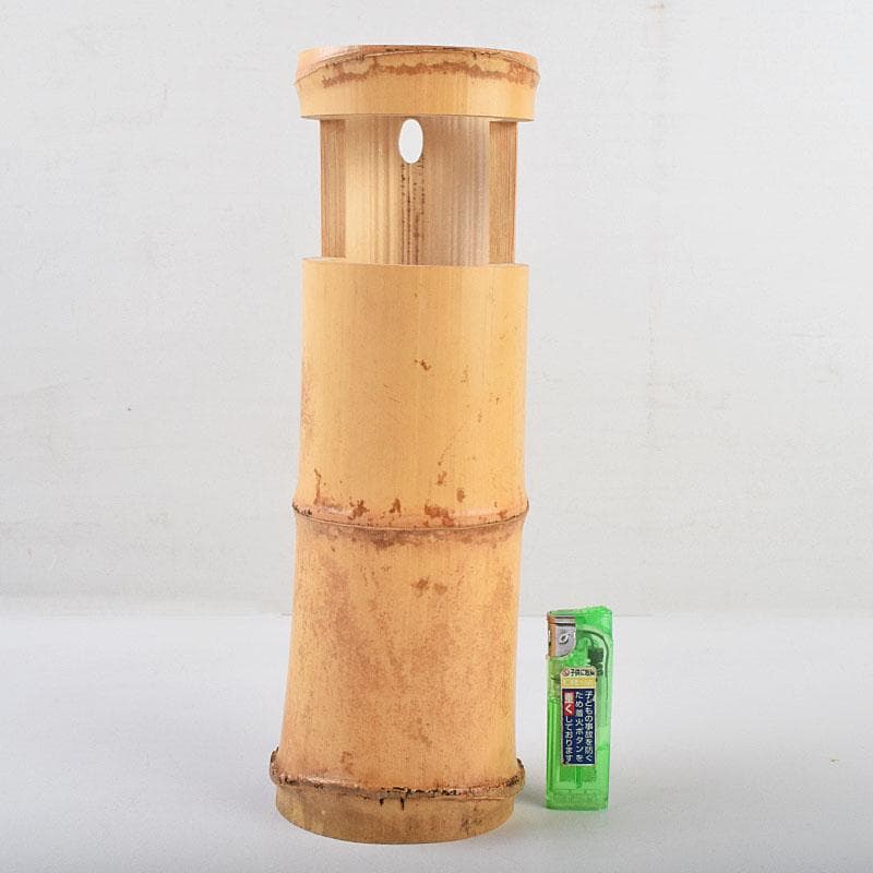 茶道具 竹一重花入 二月堂焼印 時代箱付 V R9535