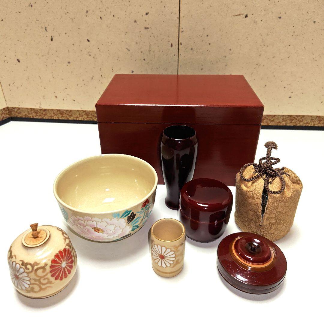 値下げ！茶道具 茶箱一式 仕覆 棗、香合 茶筅入 木製 値下げ！茶道具茶箱