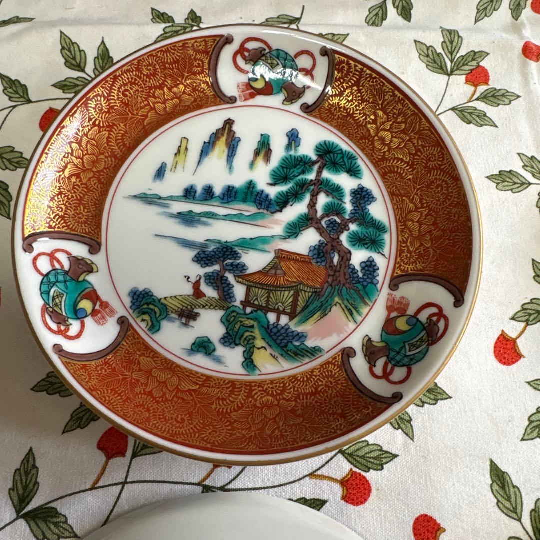 なます皿 蝙蝠 コウモリ 唐花 色絵付 染付 古伊万里 明治 大正 訳あり