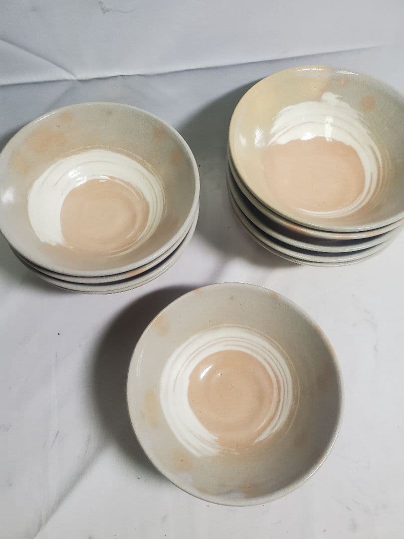 長期保管品　茶道　抹茶茶碗　萩焼　数茶碗　十碗　紙箱入　現状で