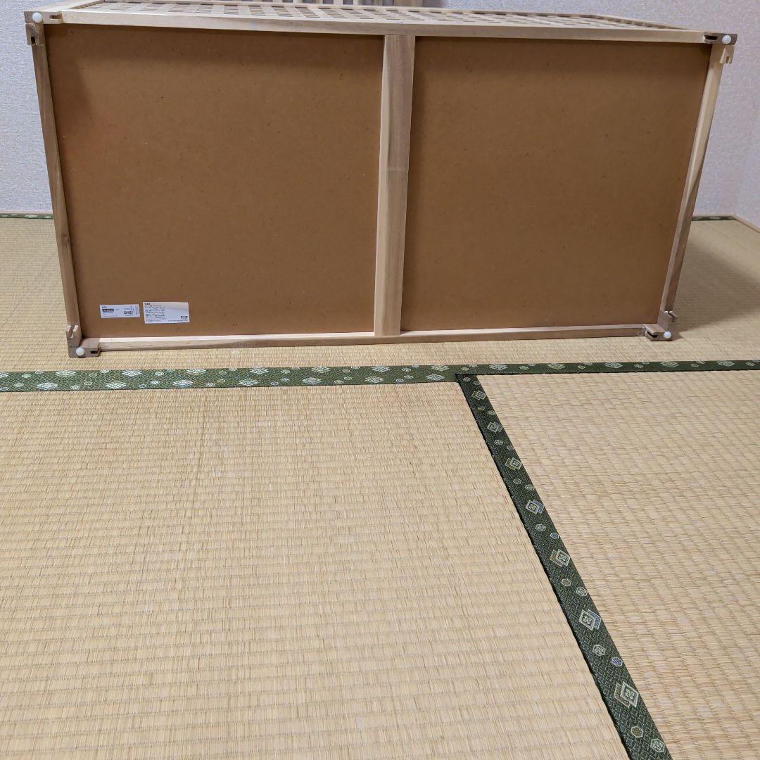 イケア IKEA リビングテーブル 収納付き アカシア材 98x50 cm