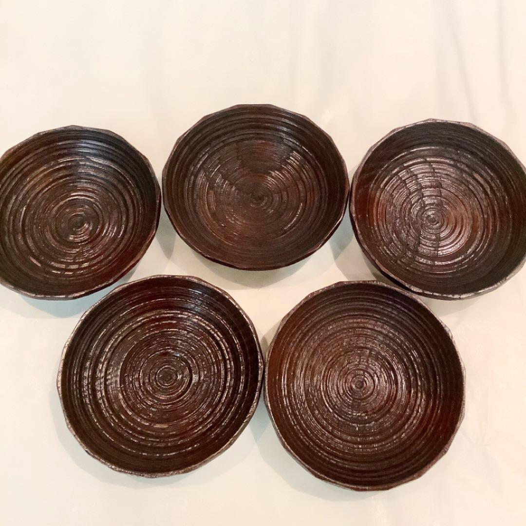 茶道具】茶托5客セット 三代 治兵衛作 小皿