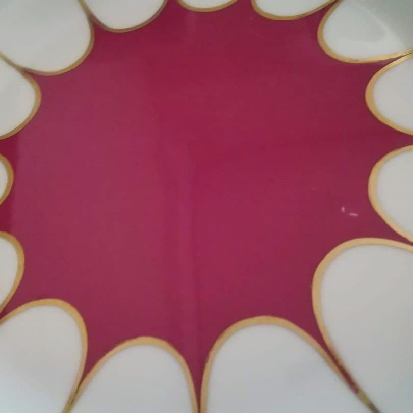 逸品 朱地アールデコ様式 ケーキ皿 飾り皿 ロイヤルアルバート 英国 1917年