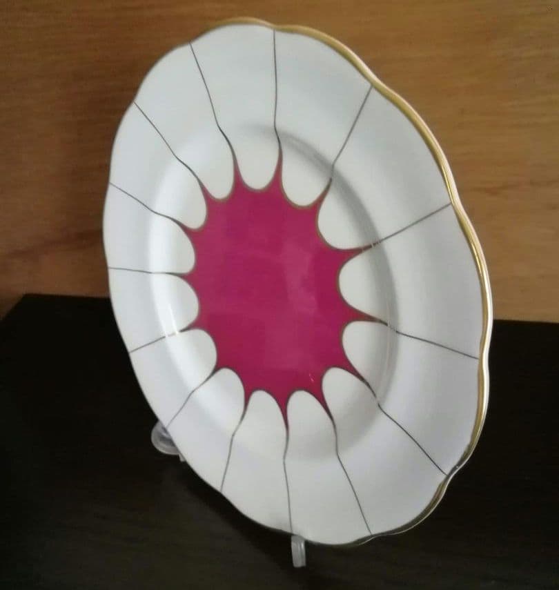 逸品 朱地アールデコ様式 ケーキ皿 飾り皿 ロイヤルアルバート 英国