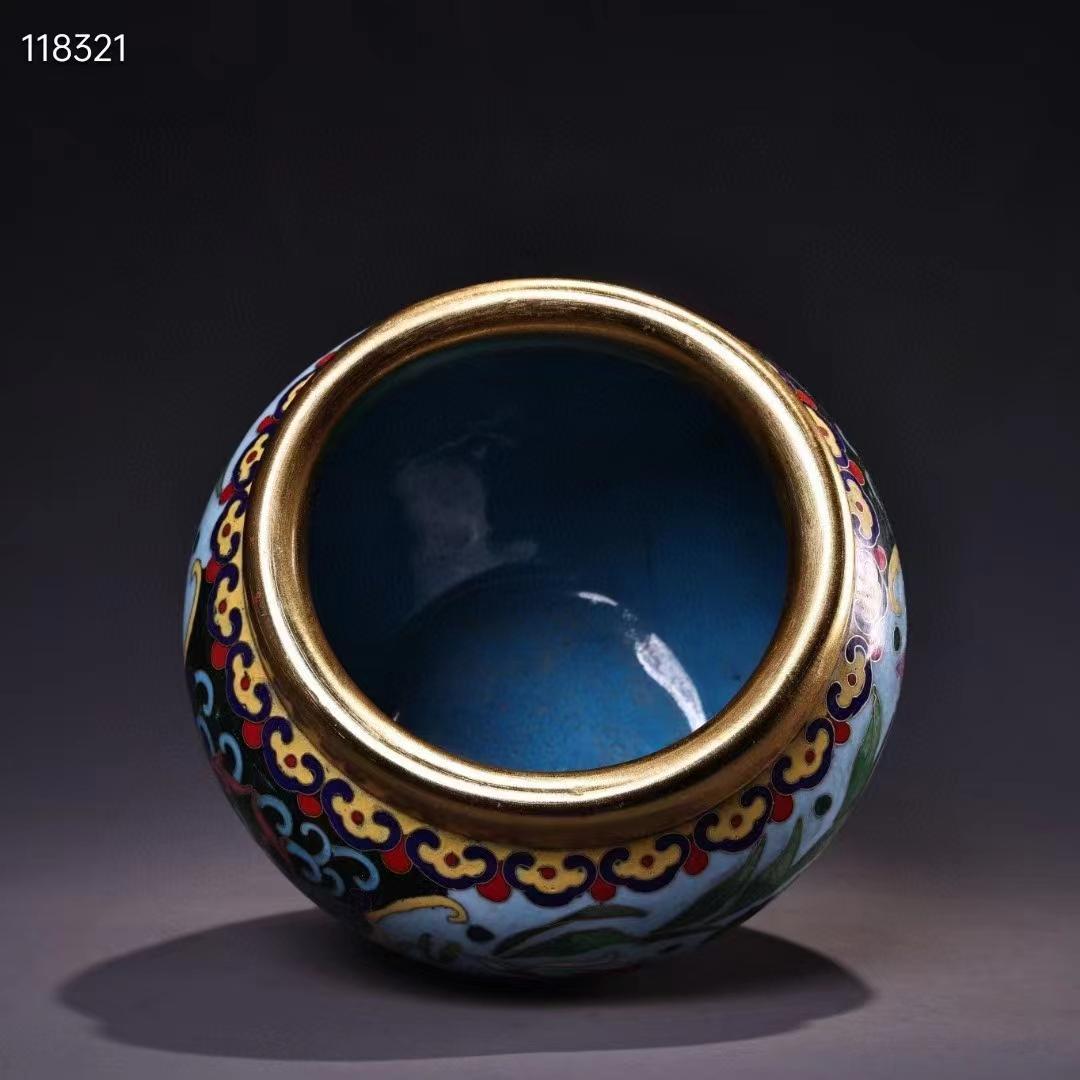 中国古美術・純銅ボディ・鎏金・掐絲・琺瑯彩・景泰藍・魚缶・文房具