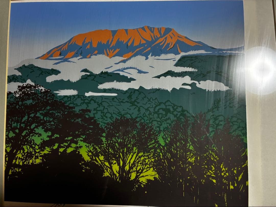 額装版画】加納告保 作「大山晴朗」セリグラフ 解説書付 鳥取 大山