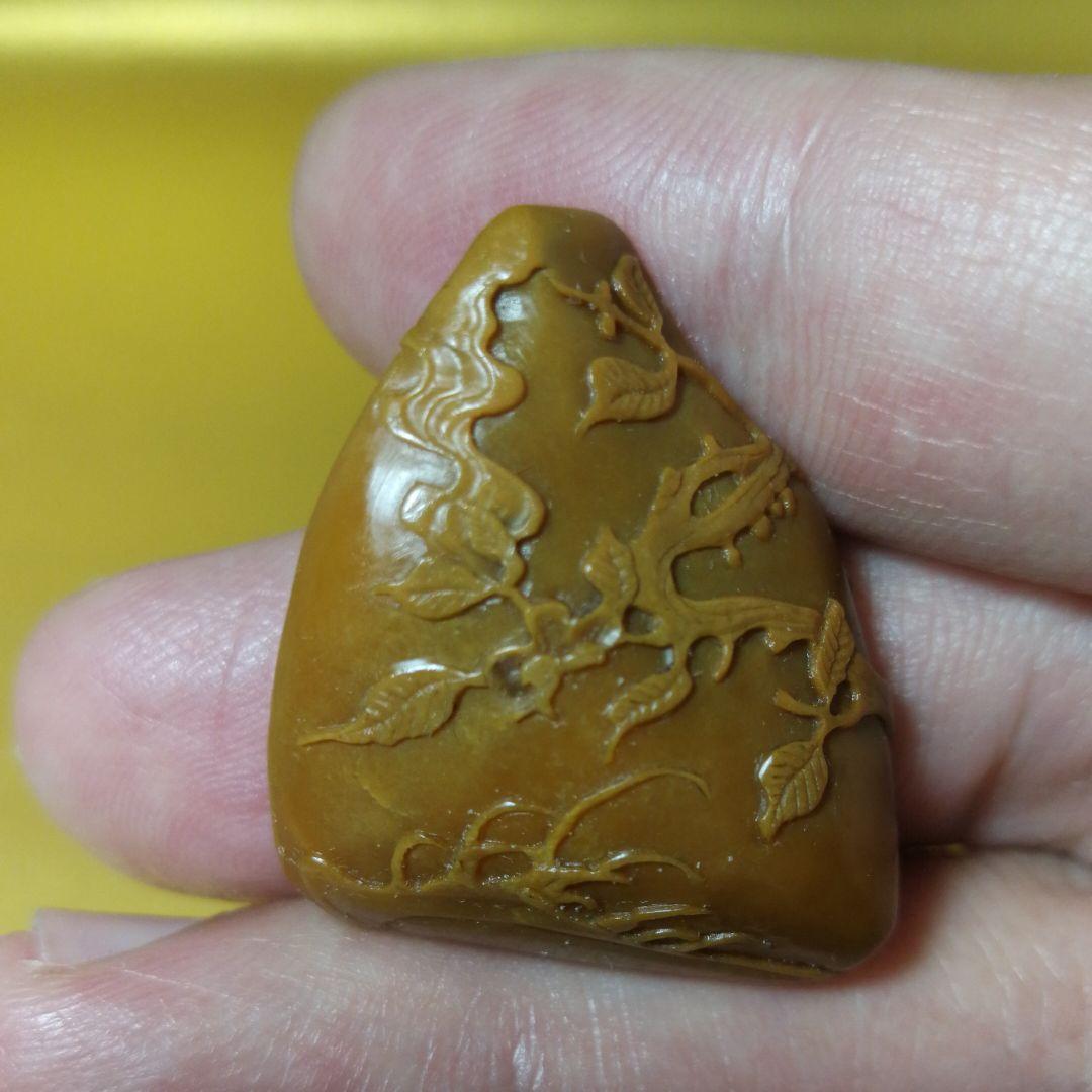 田黄薄意花鳥山水彫刻(整理番号:P42) - メルカリ