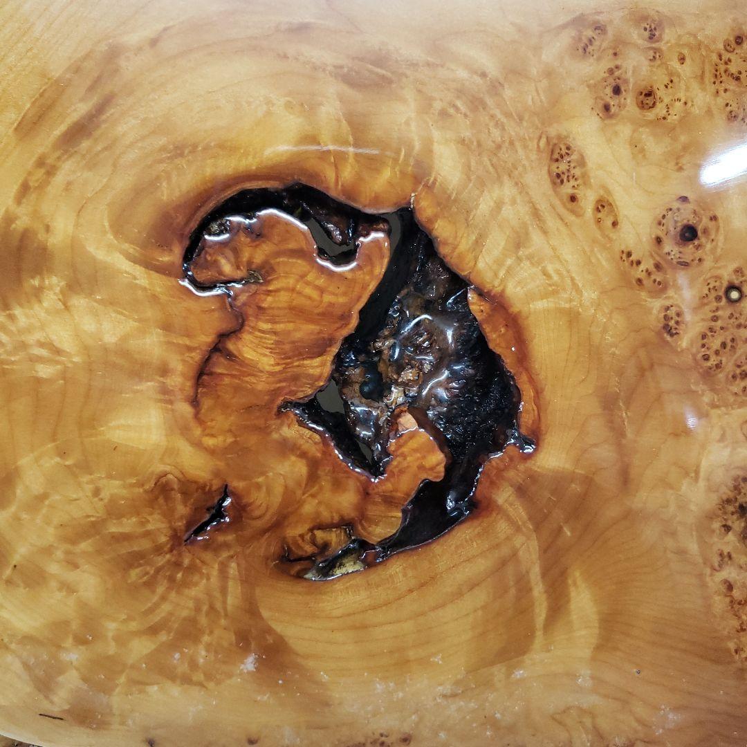 蔵出し特価花梨こぶ玉杢花台 木製円形テーブル 58×42×5cm 天然