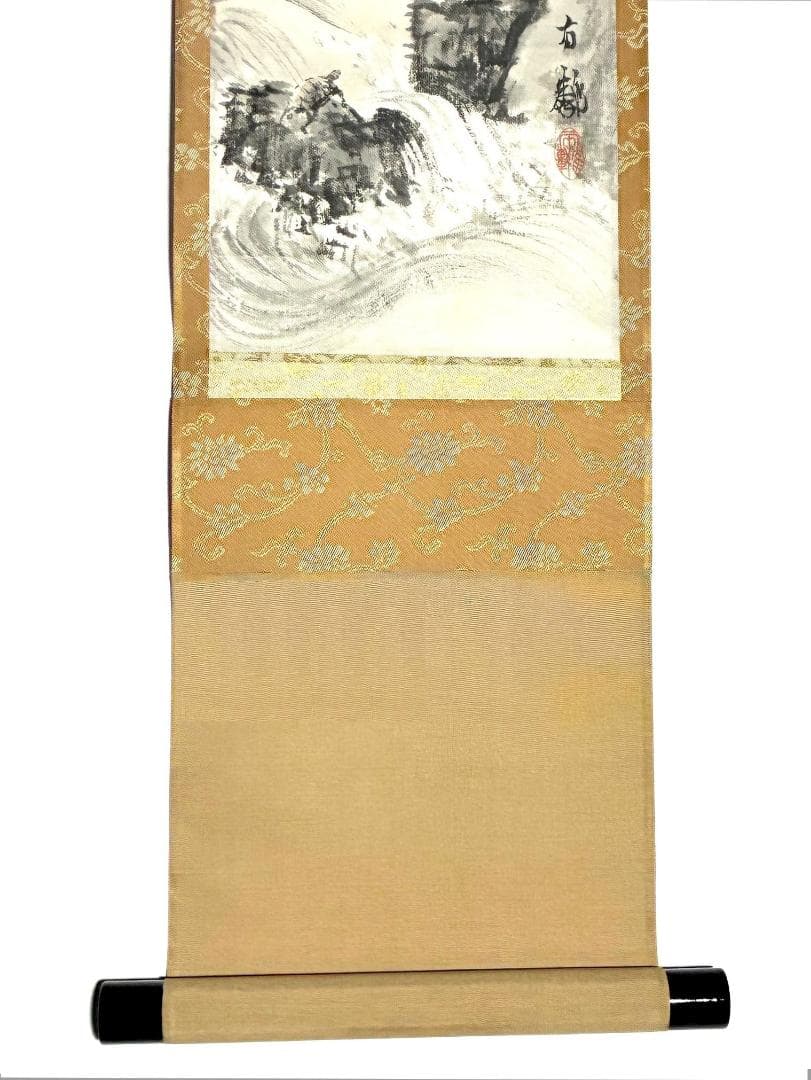 石河有隣 旭日松鶴 細長い掛け軸 - メルカリ