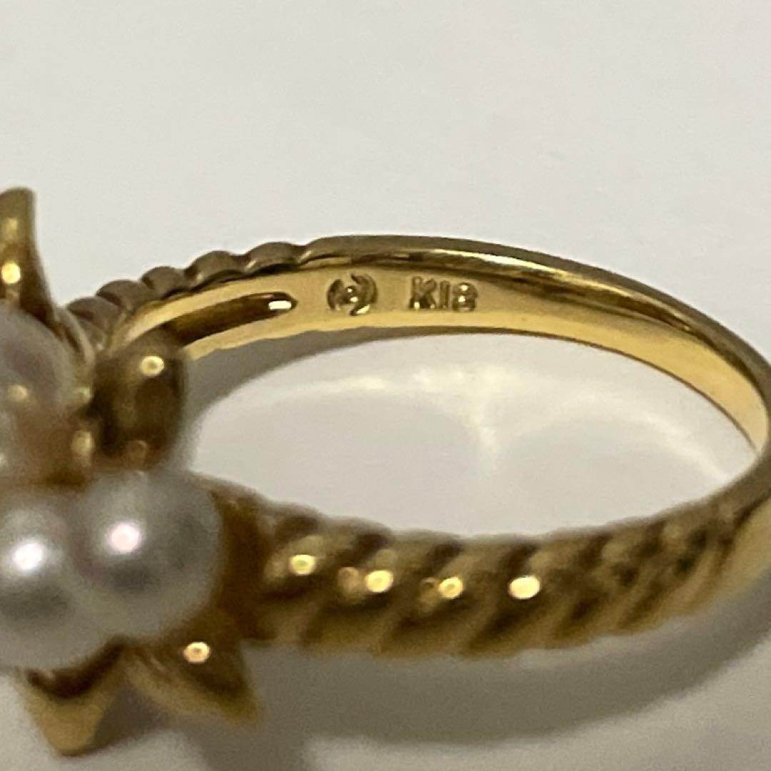 良品　TASAKI ベビーパール　K18 金　デザインリング　真珠