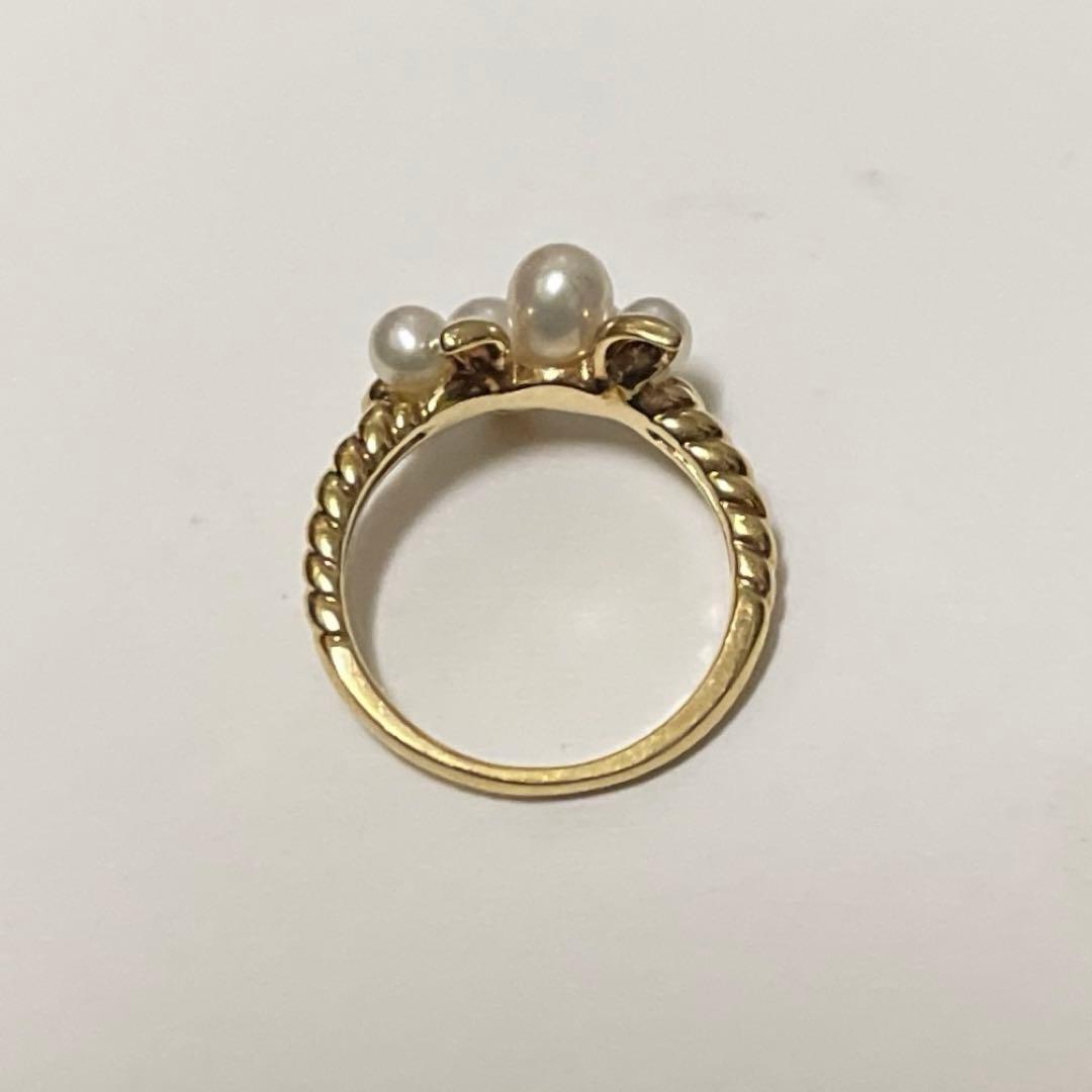 良品　TASAKI ベビーパール　K18 金　デザインリング　真珠