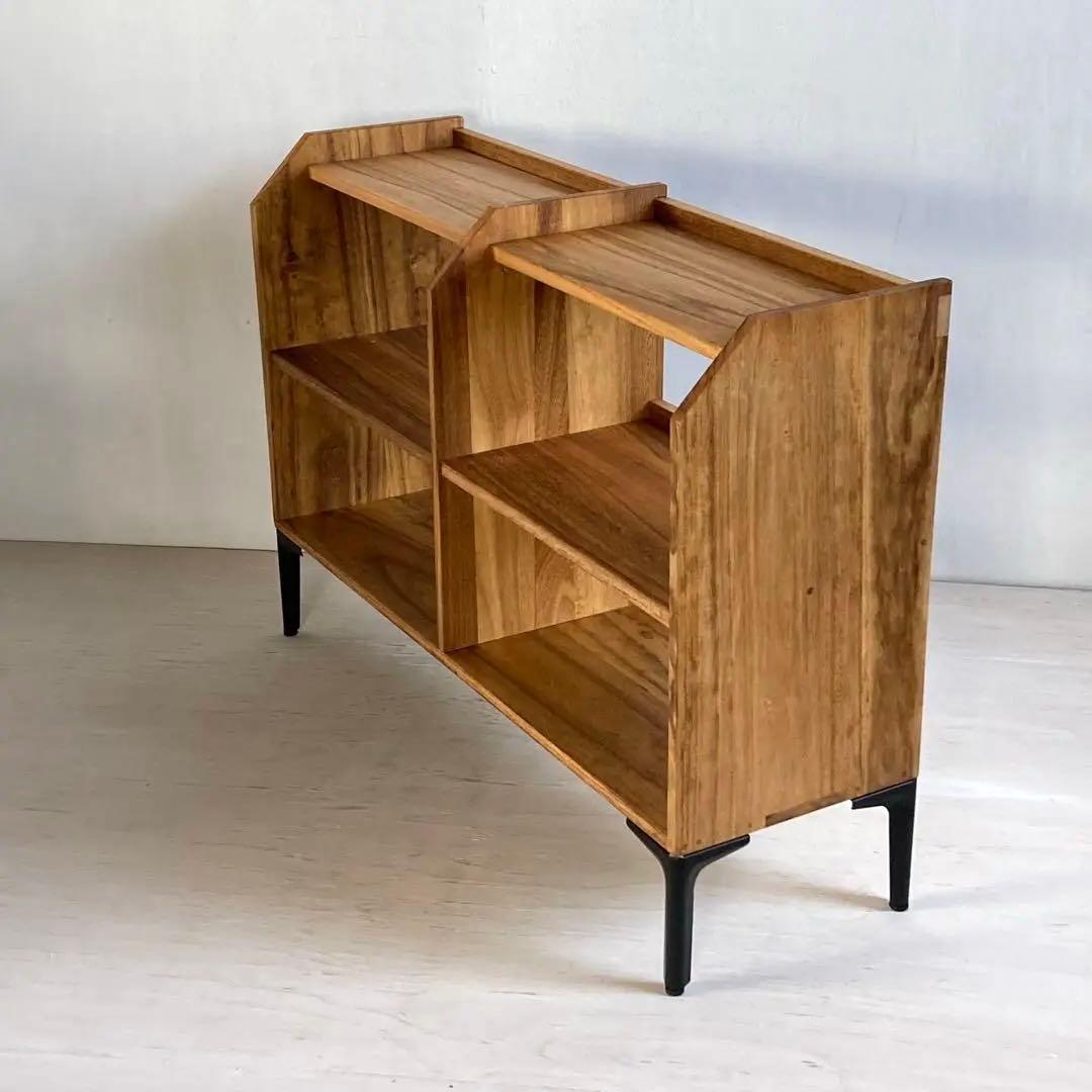 古い木製 オープンラック 鉄脚 木製棚