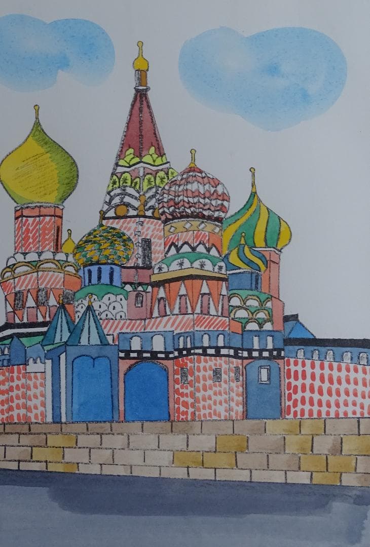 作者名：・奥村和子・画題：聖バシリー寺院・技法：リトグラフ限定品