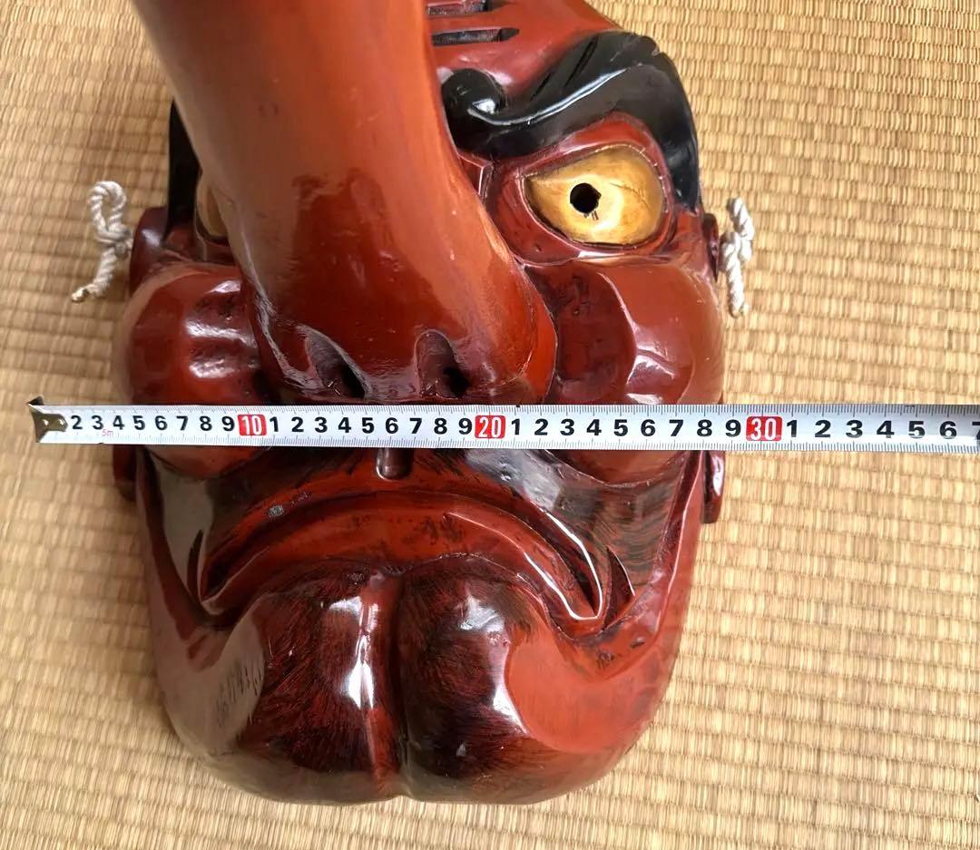 超大型 天狗お面 木彫 アンティーク 壁掛 工芸品 魔除け 縁起物 骨董 守神