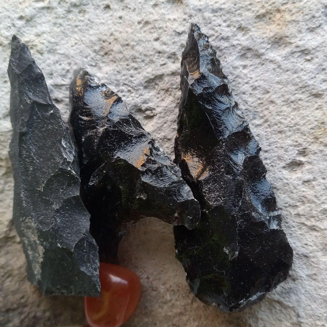 黒曜石 サヌカイト石槍 尖頭器 縄文模写 石器 入門編 195