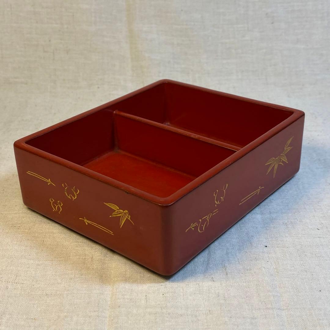 輪島塗　弁当箱　重箱　漆器　木製　外箱付　昭和初期　1客⑧