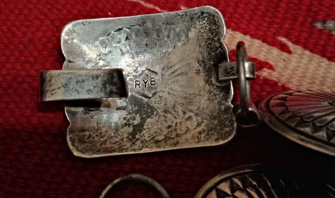 インディアンジュエリーシルバー925 コンチョベルトベルト本物トルコ石