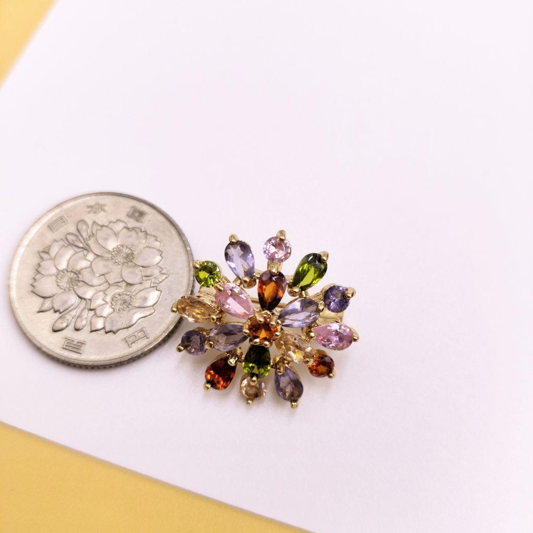 b103カラフルストーンの花形ブローチミニ安全ピンブローチ - メルカリ