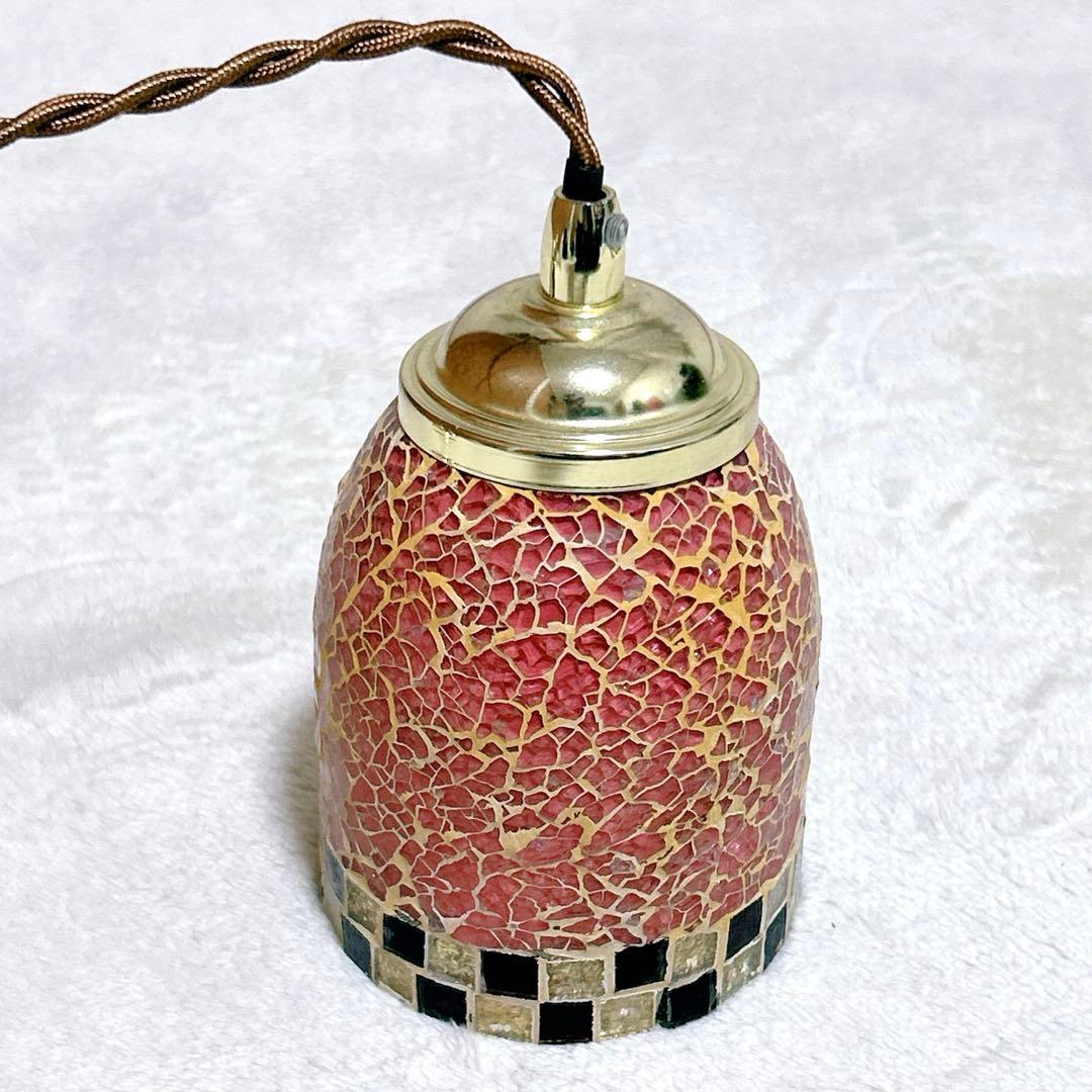 ガラスモザイク　ペンダント照明　レトロ　アンティーク　照明　LED 3個セット