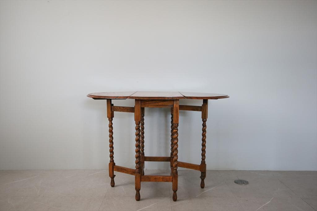 英国アンティーク木製ゲートレッグテーブル/ダイニング机バタフライ(91-121)