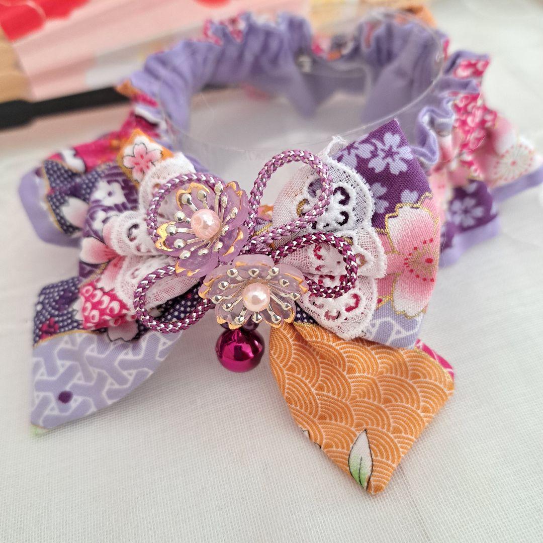 和風短毛シュシュ、わんちゃん猫ちゃん用 短毛シュシュ、和風妻み細工(