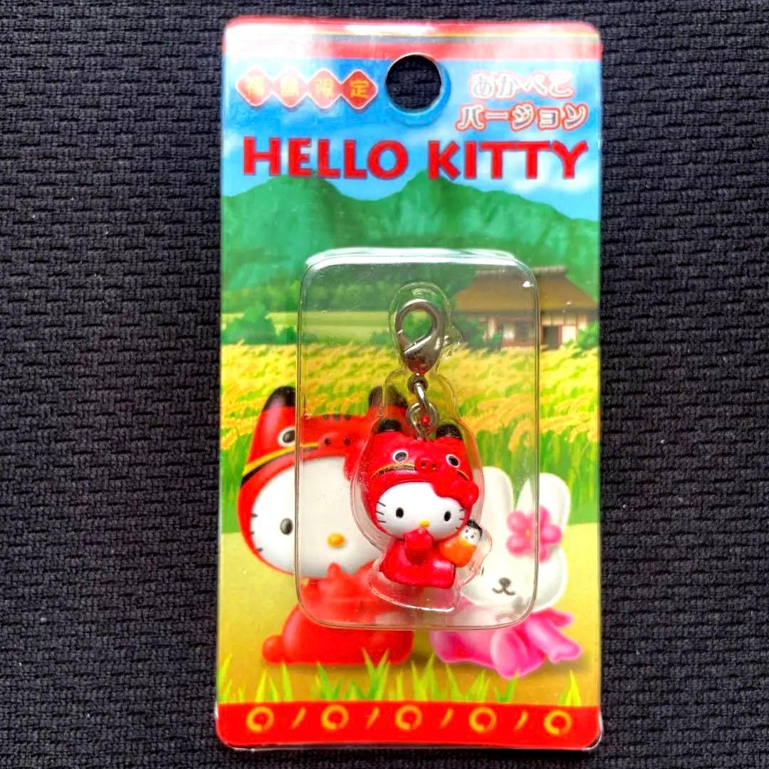 ご当地キティ 根付けファスナーマスコット限定 会津あかべこ城武将ストラップ開運