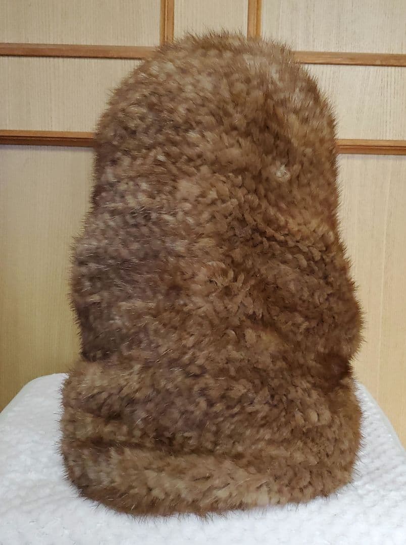 サンフラワー ミンクファー ネックウォーマー スヌード ブラウン