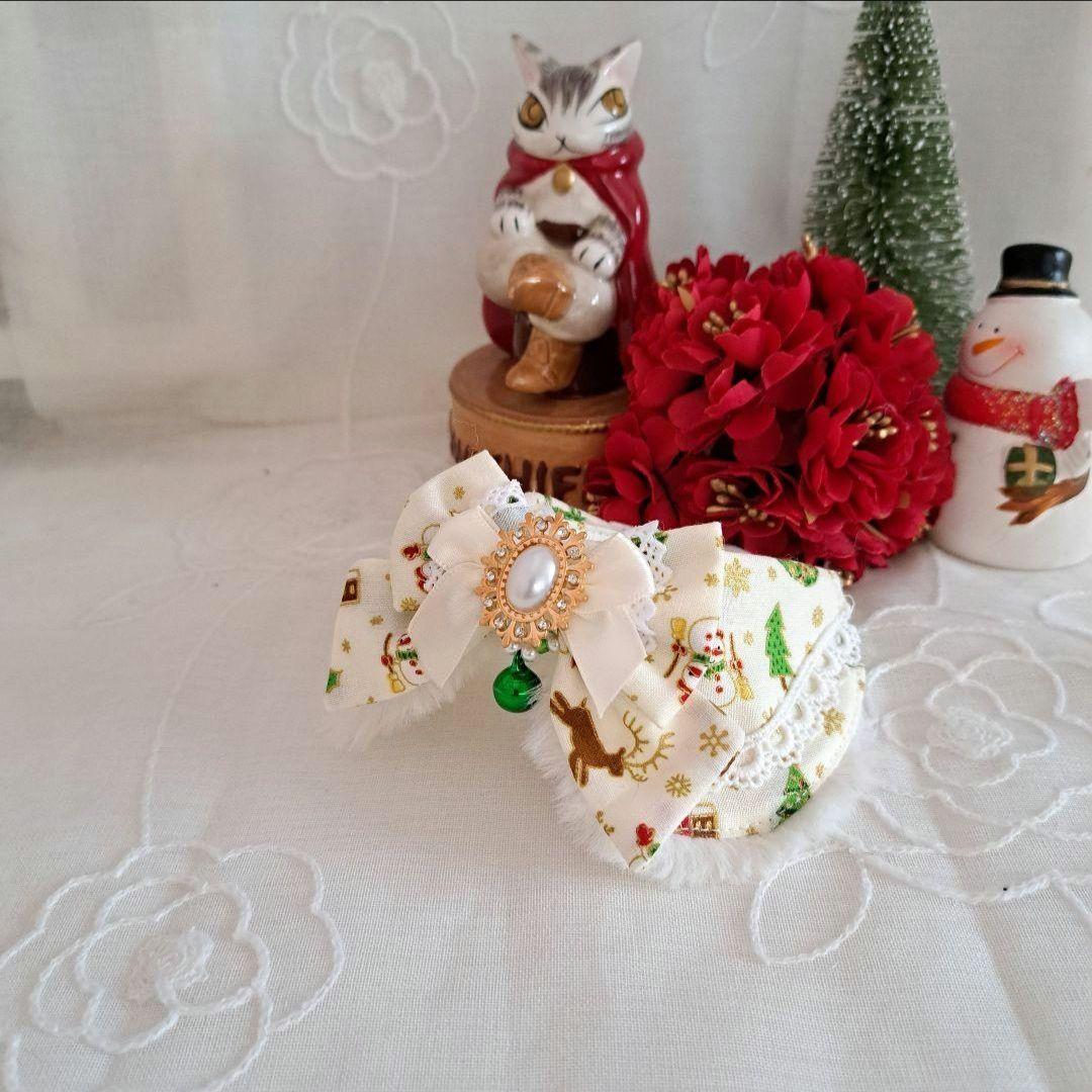 幅広クリスマスファーシュシュ(赤②)わんちゃん猫ちゃん用幅広