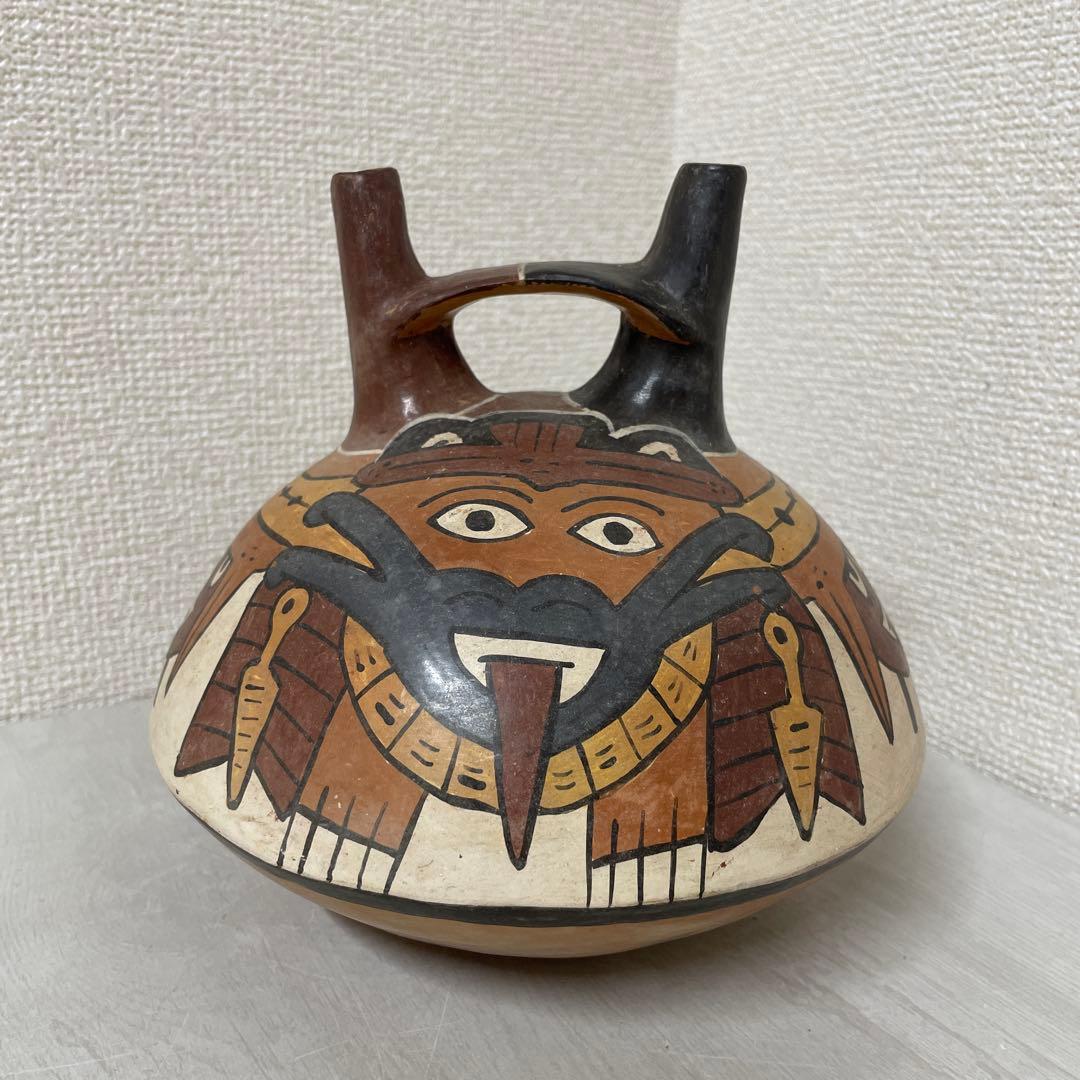 アーチ型(橋型双注口）土器ナスカ儀礼用南米ペルー古代アンデス