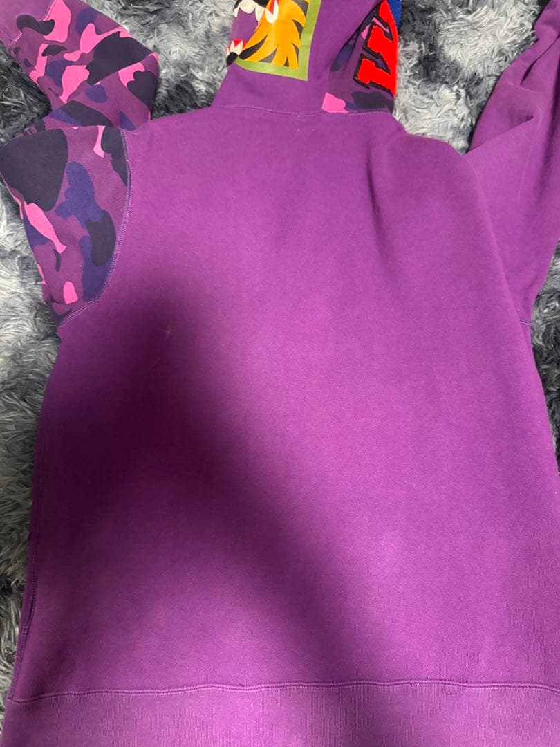 90S BAPE シャークフード パーカー 紫