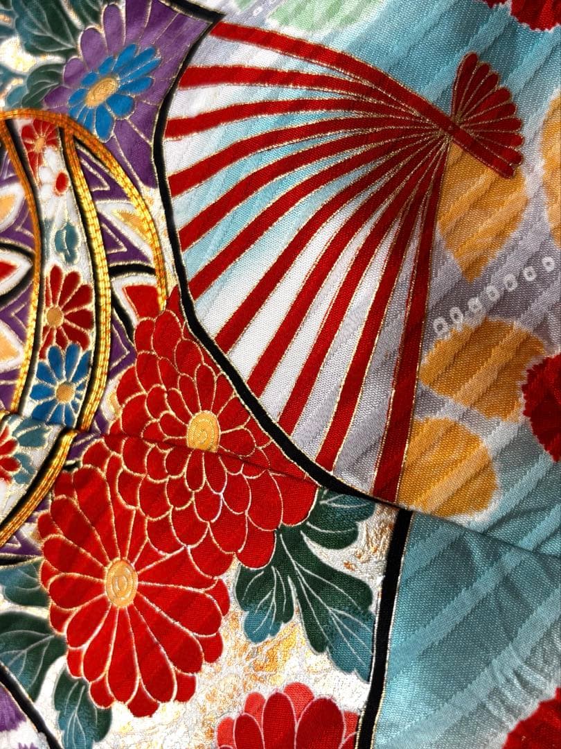 七五三七歳‼正絹豪華辻ヶ花風絢爛❤️手毬扇金彩金箔絞り煌びやか際立つ完全フルセット