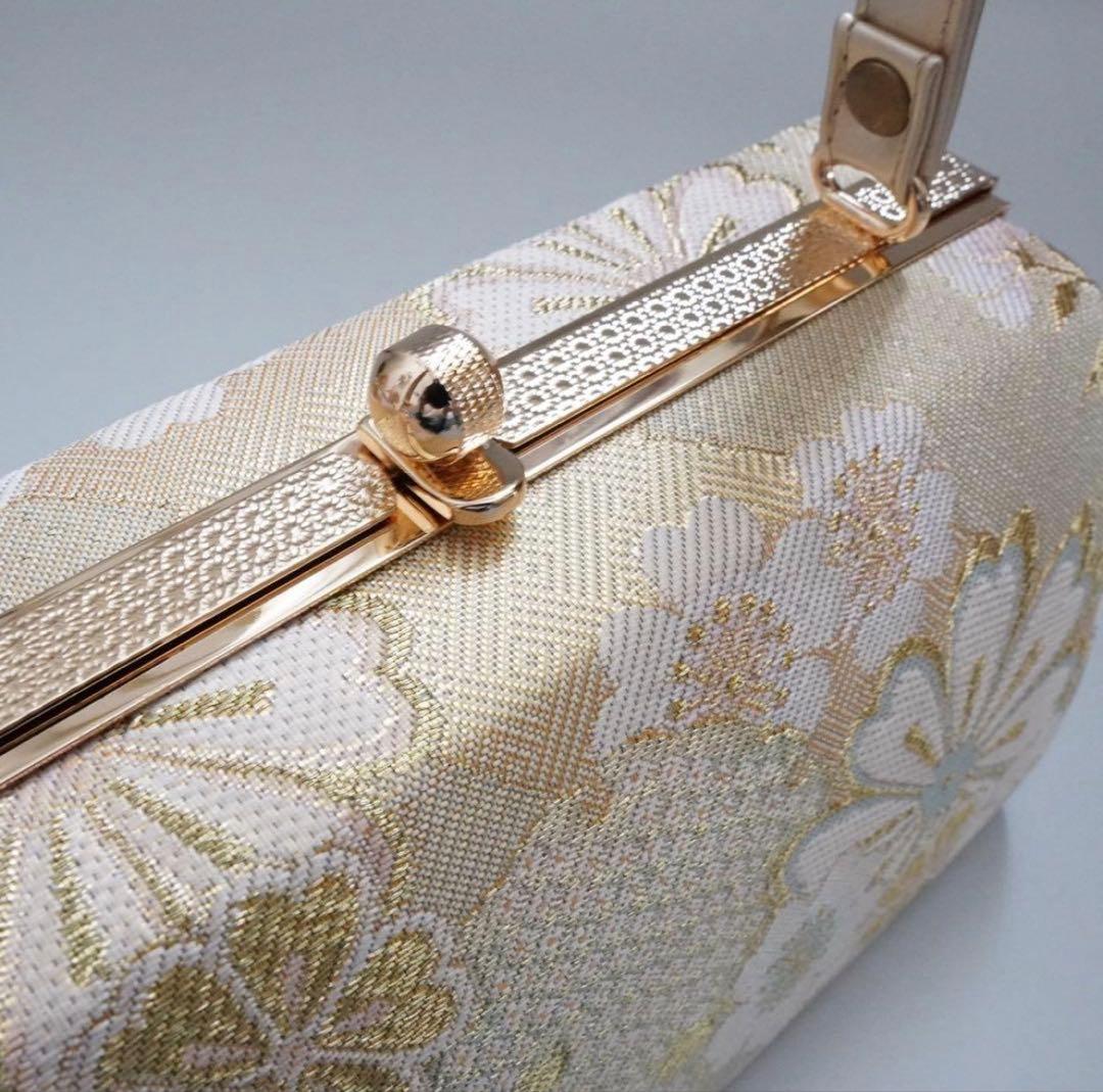 [ゴールド]織生地草履バッグセット　Lサイズ　成人式　卒業式　佐賀錦