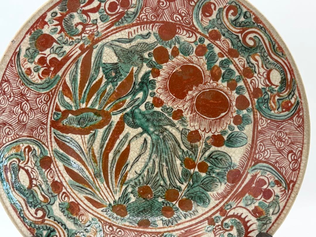 古犬山 孔雀紋大皿 アンティーク 送料込み250702 - メルカリ