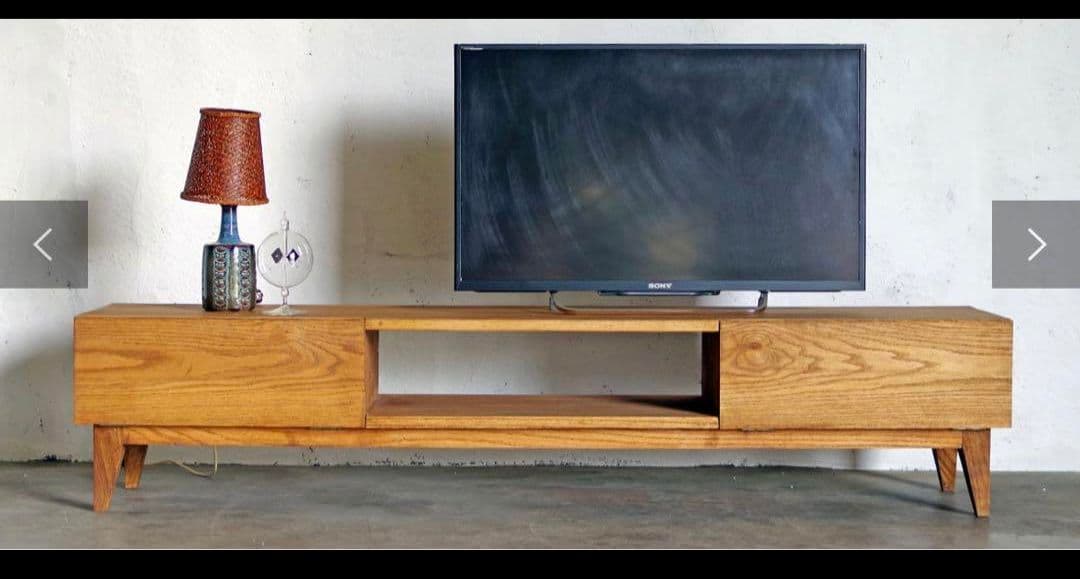 lowya テレビ台 178cm アカシア無垢材使用 収納付スチール脚