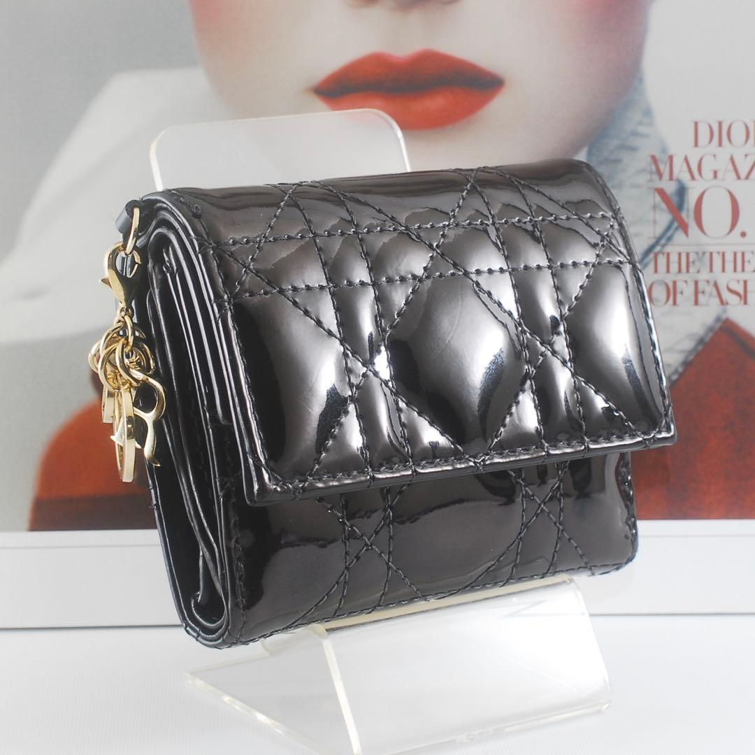 Lady Dior＊ディオール＊エナメル＊ロータスウォレット＊カナージュ