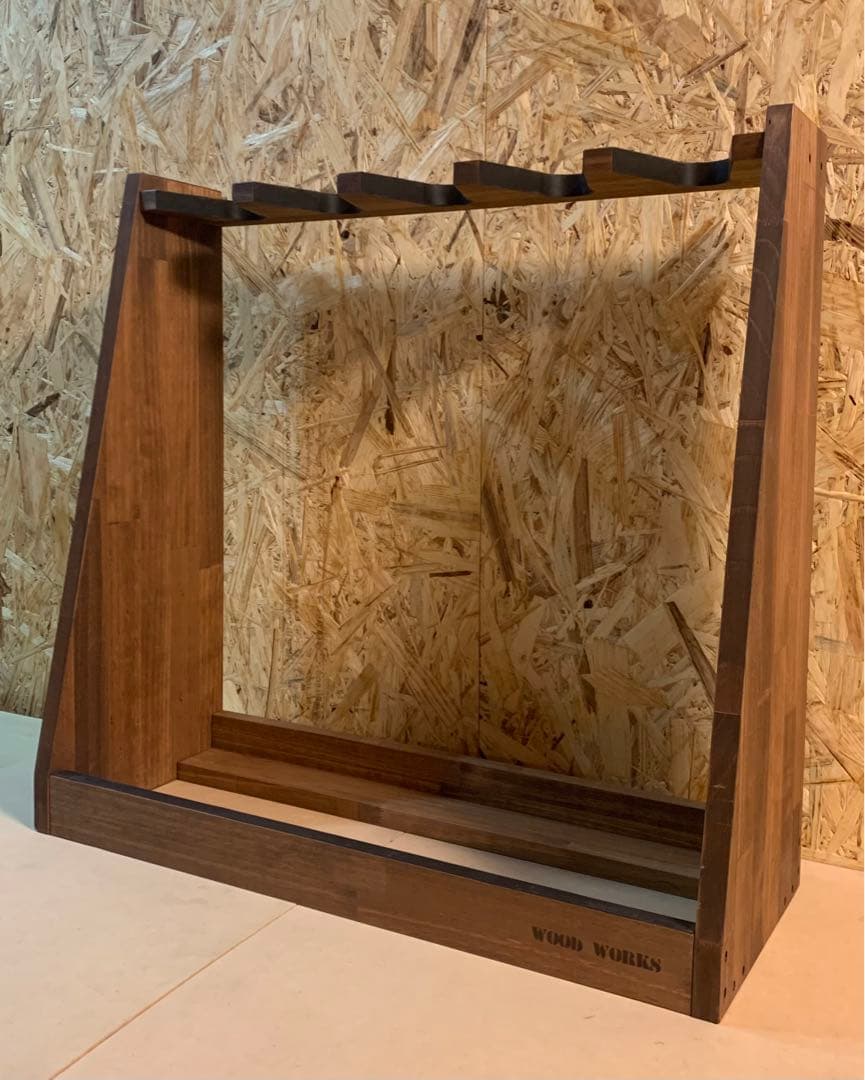 WOODWORKS ライフルスタンド ガンスタンド ガンラック ５丁掛 ブラウン WOODWORKS ガンラック 5丁掛 ( 色：ブラウン ) 木製 日本製
