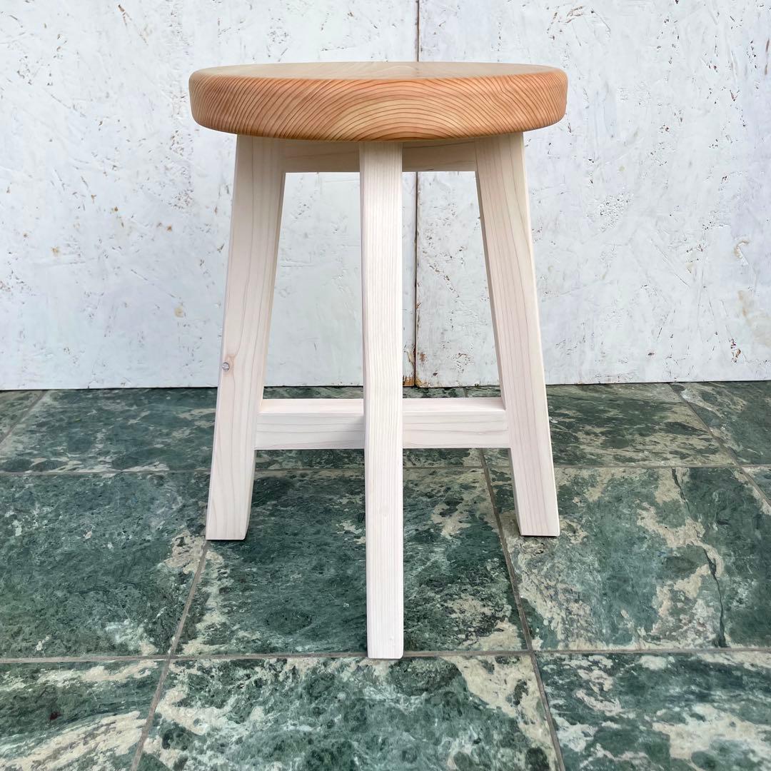 マチルダ　国産ひのき　丸椅子　木製スツール　2脚セット　北欧風