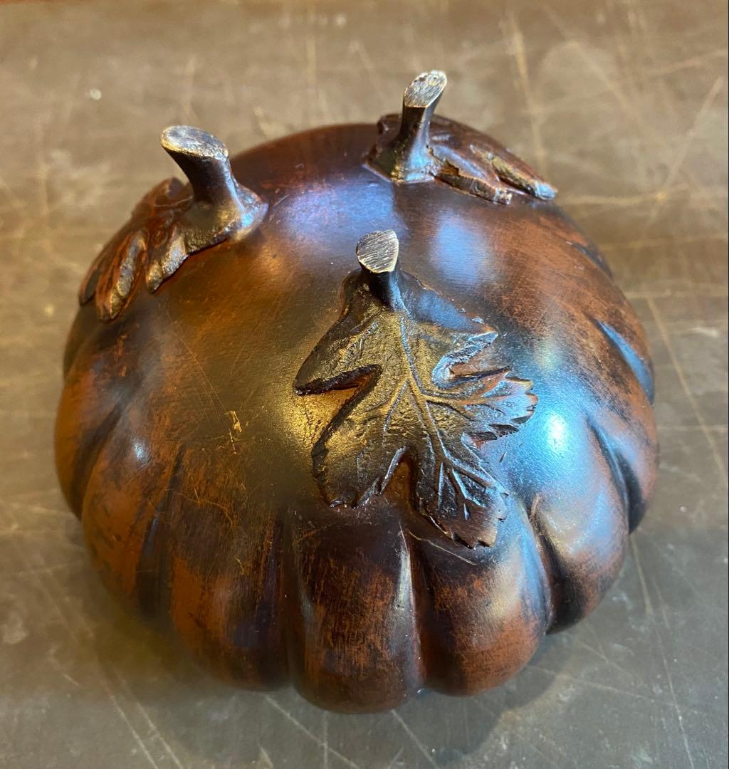 青銅製カボチャ型3足香炉　ミニ鉢受け　 ヴィンテージ　レア