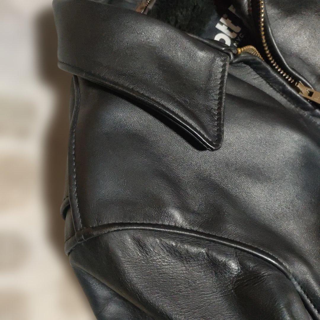 美品 別注希少モデル 短丈ゴールドジップ 643E Schott 襟付34 - メルカリ