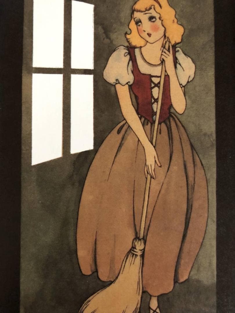 昭和レトロ、中原淳一、【少女の友付録】、年代物・希少画集画 、新品高級額 額装付