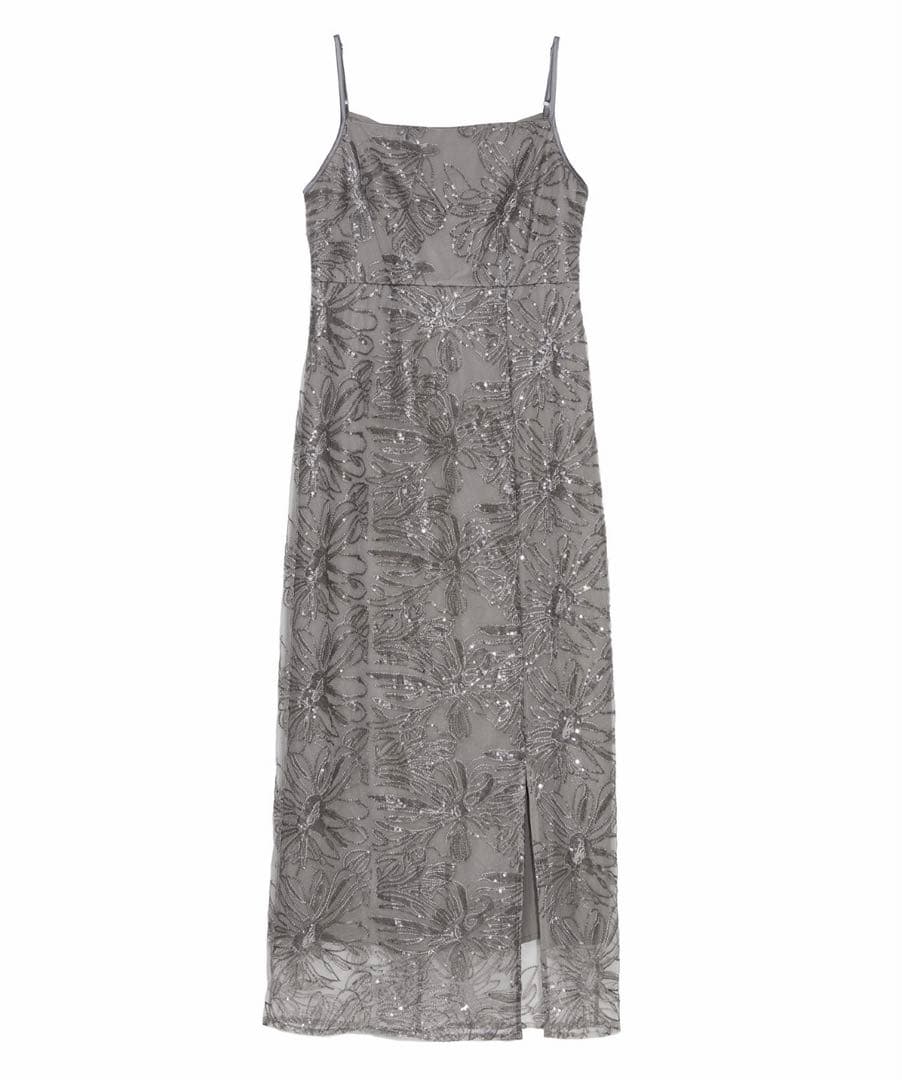 フリルチュールスリーブリボンIラインワンピースドレス