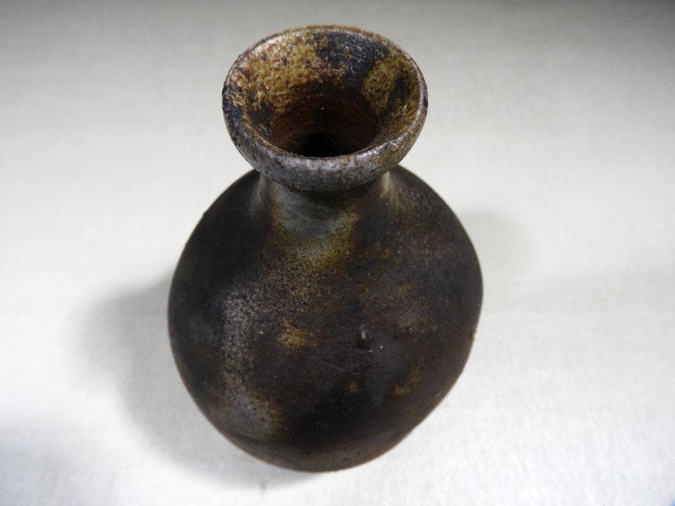 ○貴重 人間国宝 伊勢崎淳 備前焼 徳利 日本酒 栞 共布 共箱 高さ14cm