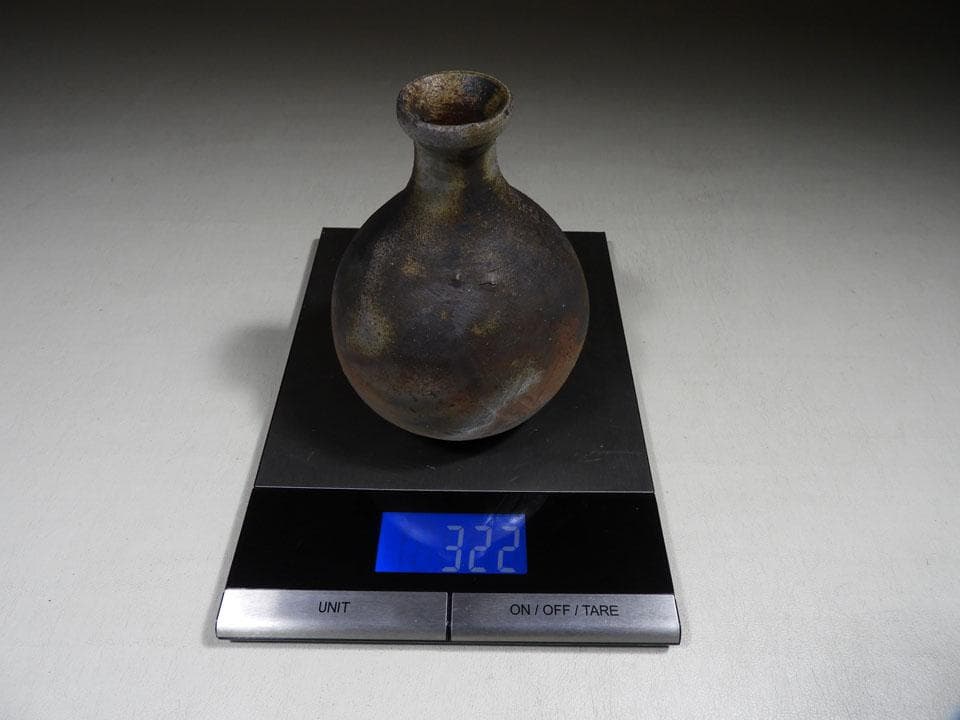 ○貴重 人間国宝 伊勢崎淳 備前焼 徳利 日本酒 栞 共布 共箱 高さ14cm