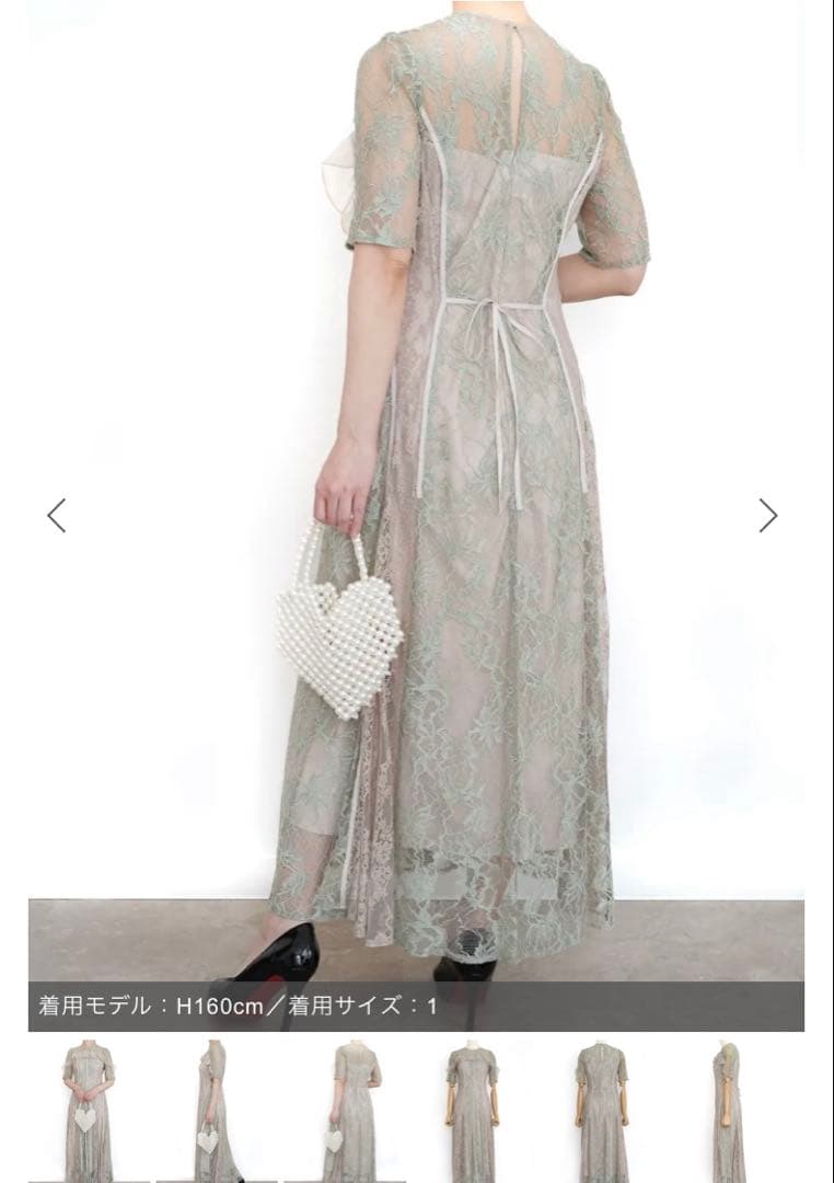 ♡FRAY I.D ミントグリーン×ベージュ　レースフレアドレス♡