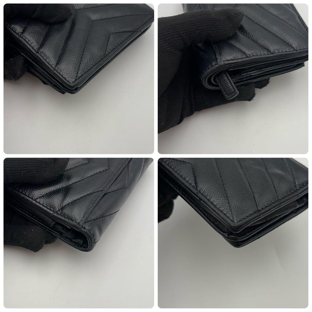 saint laurent 二つ折り財布　カサンドラ　ブラック　キルティング
