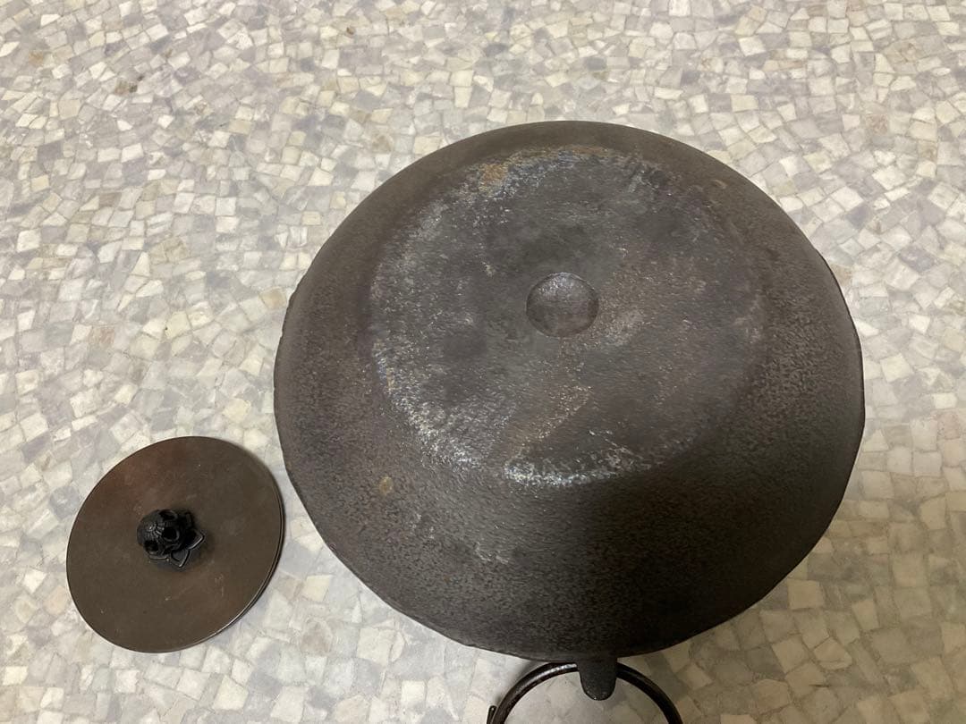 伝統工芸工芸美術茶道具＊菊池政光銘在銘 ＊獸双耳釜